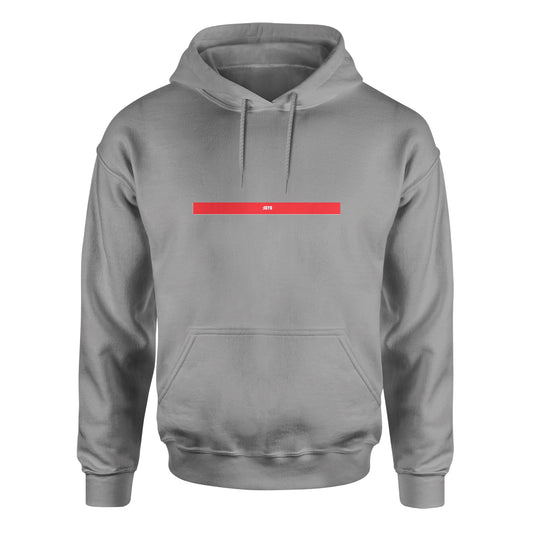 Gray unisex Biblend Hoodie by American Print On Demand, front view showing relaxed fit and hood with drawstrings.