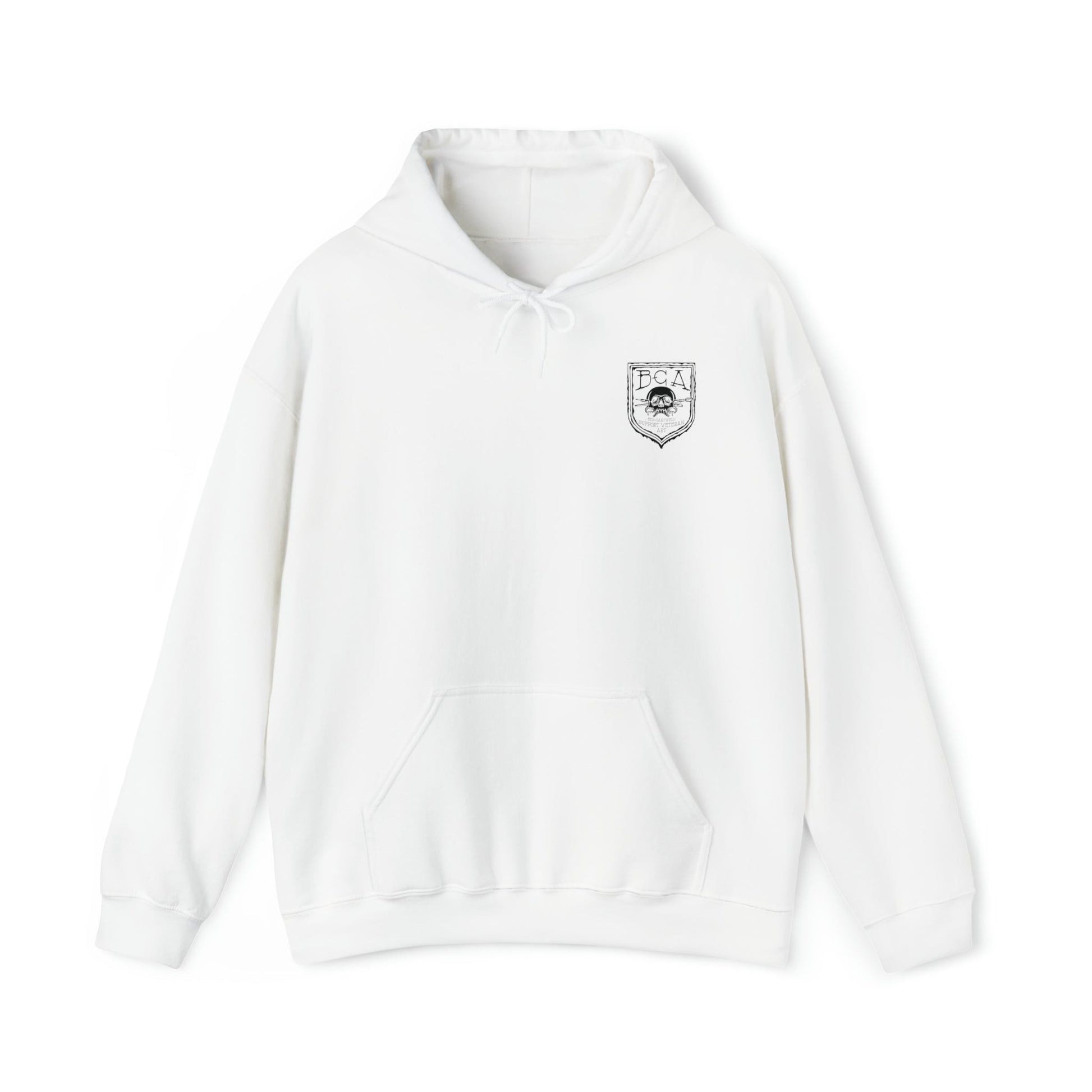 Ben Cantwell Art Free College Cross hoodie featuring a comfortable gray hoodie with a printed college cross design on the front.