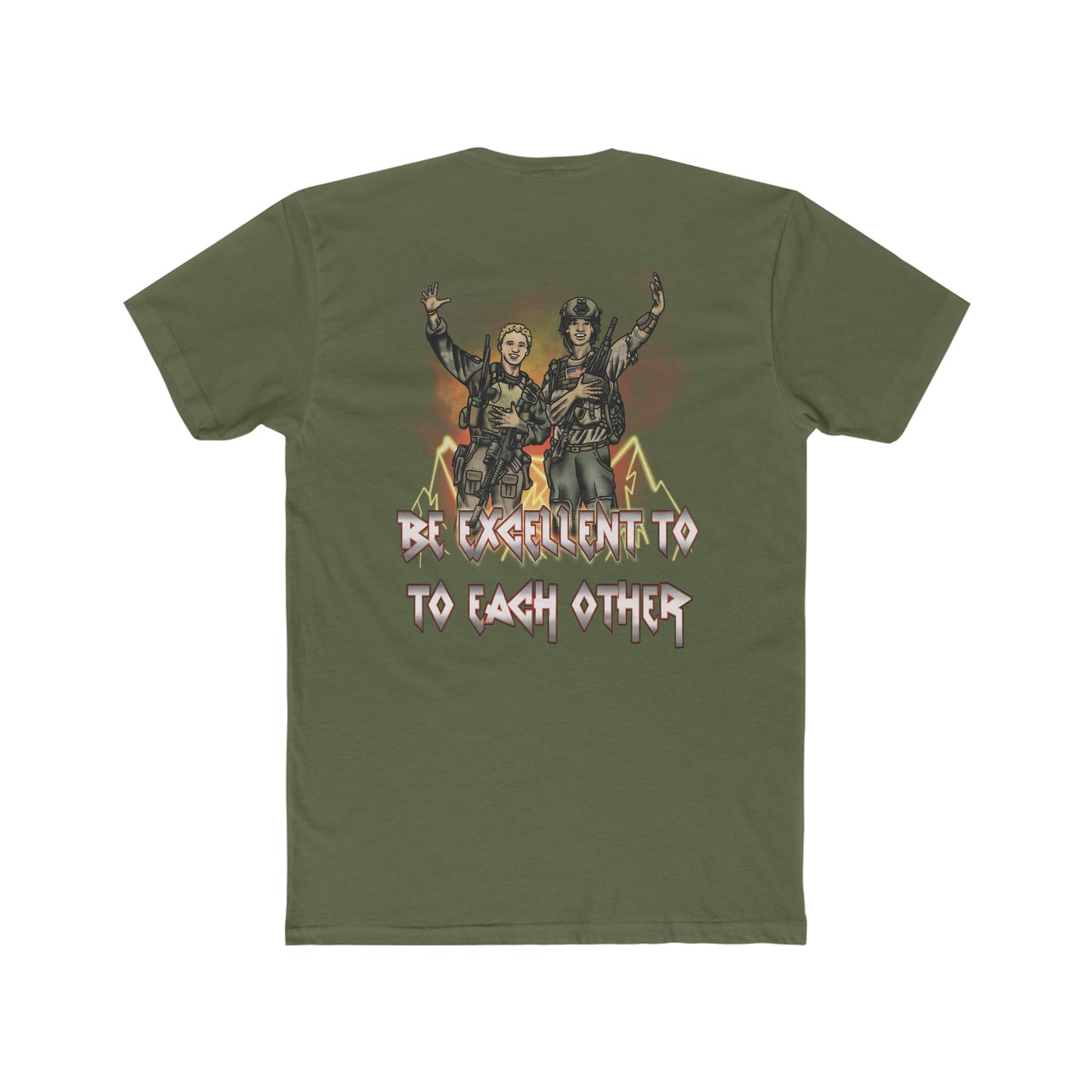 Ben Cantwell Art Bill and Ted crew T-shirt featuring "Be Excellent To Each Other" graphic on a casual cotton tee.