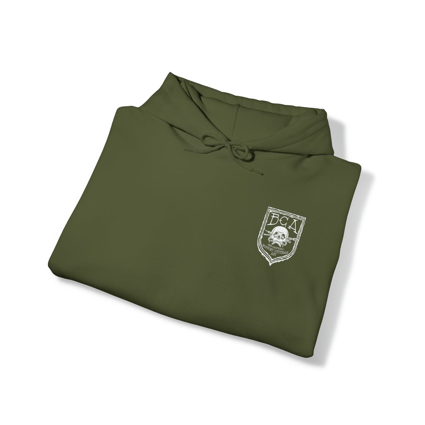 Ben Cantwell Art Free College Cross hoodie showing a stylish hoodie with a college cross graphic on the front.