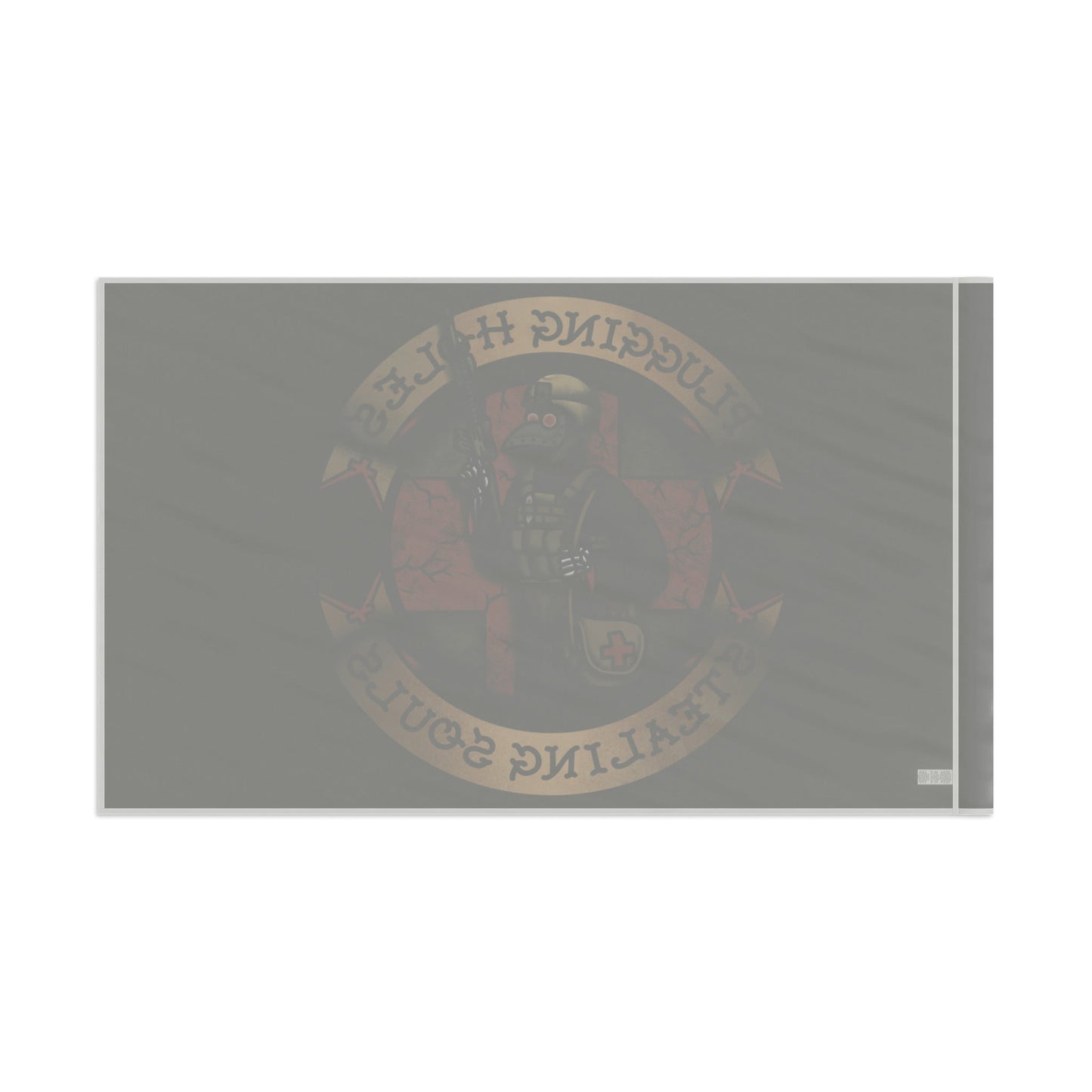 Decorative flag featuring artwork from Pluggin' Holes and Stealin' Souls - Remastered by Ben Cantwell Art, suitable for home decor.