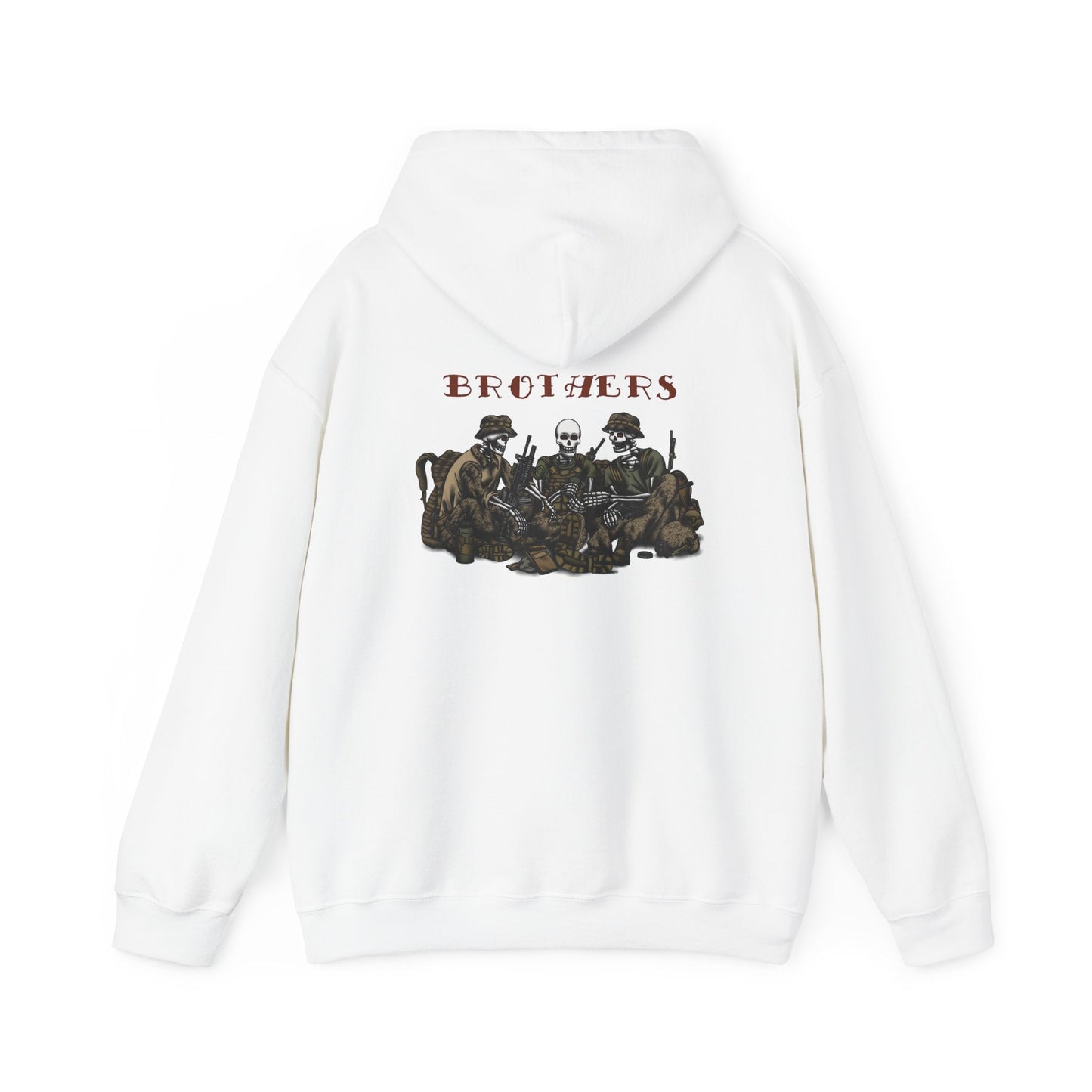 Skeleton Brothers remastered hoodie by Ben Cantwell Art, featuring detailed skeleton artwork on a comfortable black hoodie.