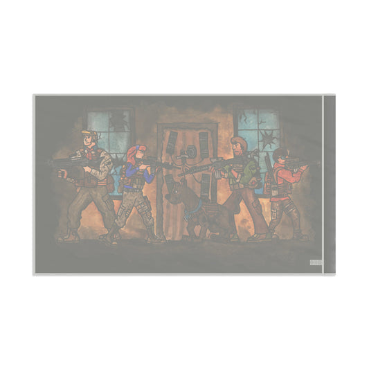 Ben Cantwell Art Scooby Doo and the Gang Take the Door flag, vibrant home decor featuring classic cartoon characters and colorful design.