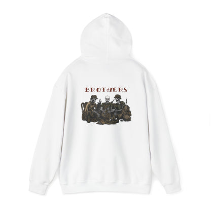 Ben Cantwell Art Skeleton Brothers remastered hoodie featuring detailed skeleton artwork on a comfortable black hoodie.