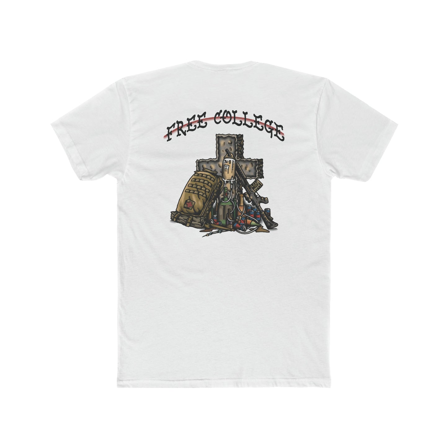 Ben Cantwell Art Free College Cross crew T-shirt featuring a bold graphic design on a comfortable cotton tee.