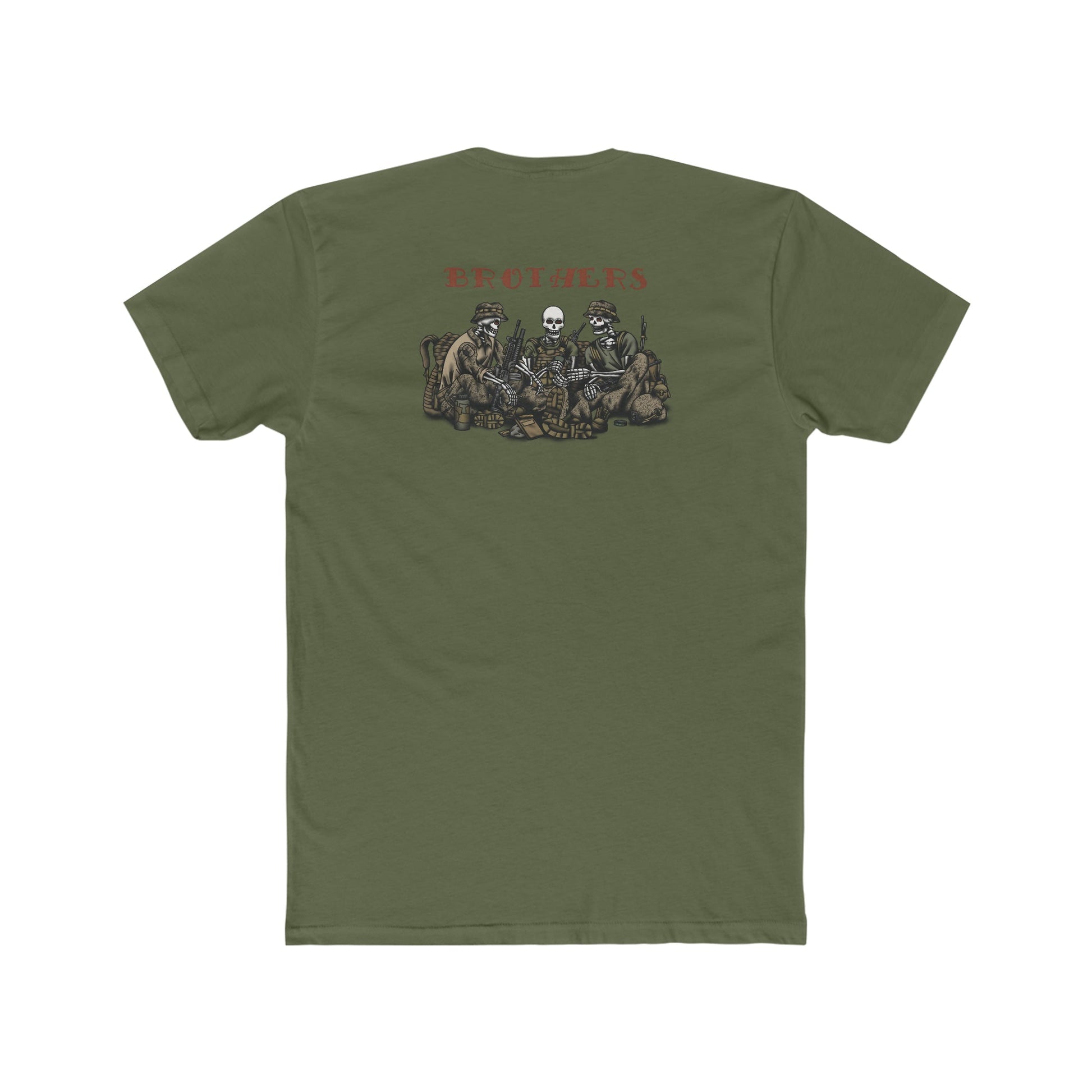 Skeleton Brothers Crew Tee by Ben Cantwell Art, featuring a detailed skeleton design on a casual T-shirt.