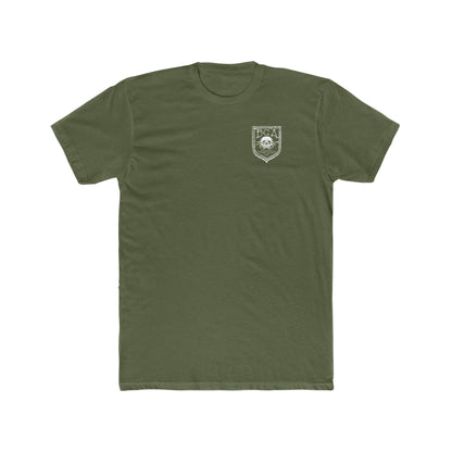 Ben Cantwell Art free college cross crew T-shirt, white cotton tee with printed college cross graphic on front.
