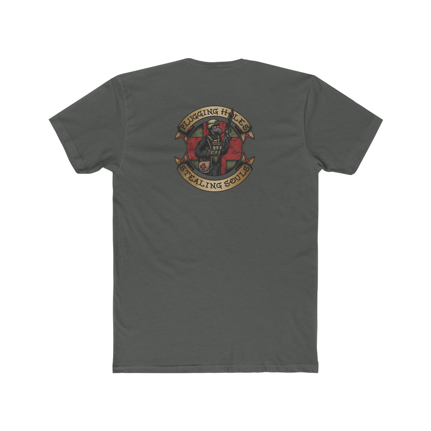 Ben Cantwell Art Crew T-Shirt featuring Pluggin' Holes and Stealin' Souls Remastered graphic, casual fit, soft fabric, vibrant design.