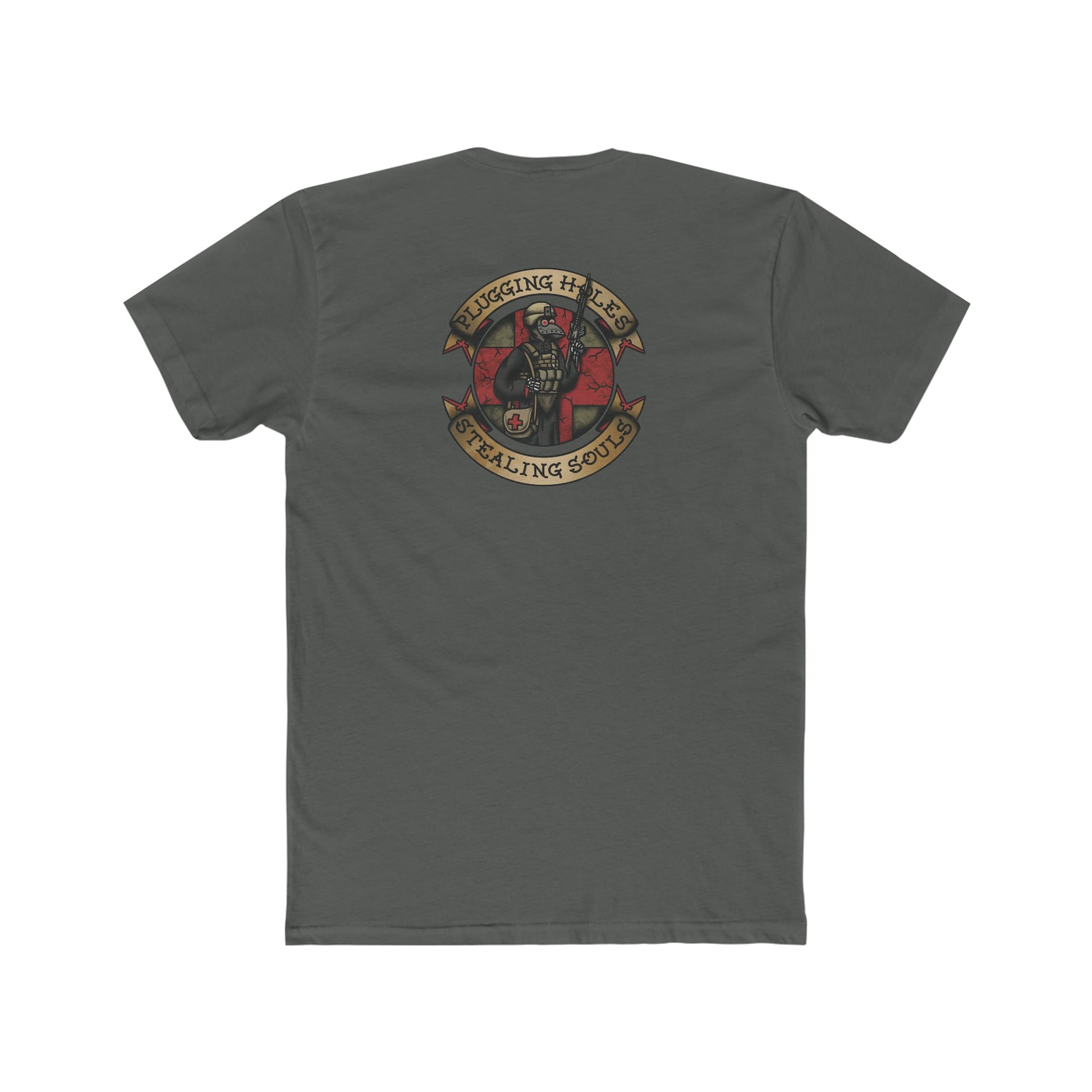Ben Cantwell Art Crew T-Shirt featuring Pluggin' Holes and Stealin' Souls Remastered graphic, casual fit, soft fabric, vibrant design.