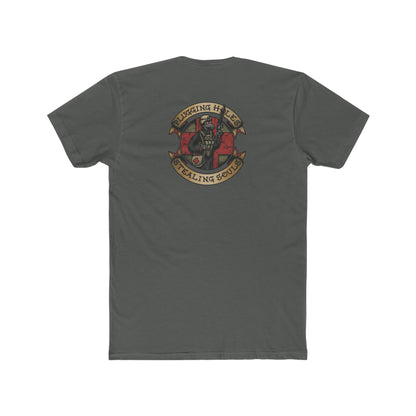 Ben Cantwell Art Crew T-Shirt featuring Pluggin' Holes and Stealin' Souls Remastered graphic, casual fit, soft fabric, vibrant design.