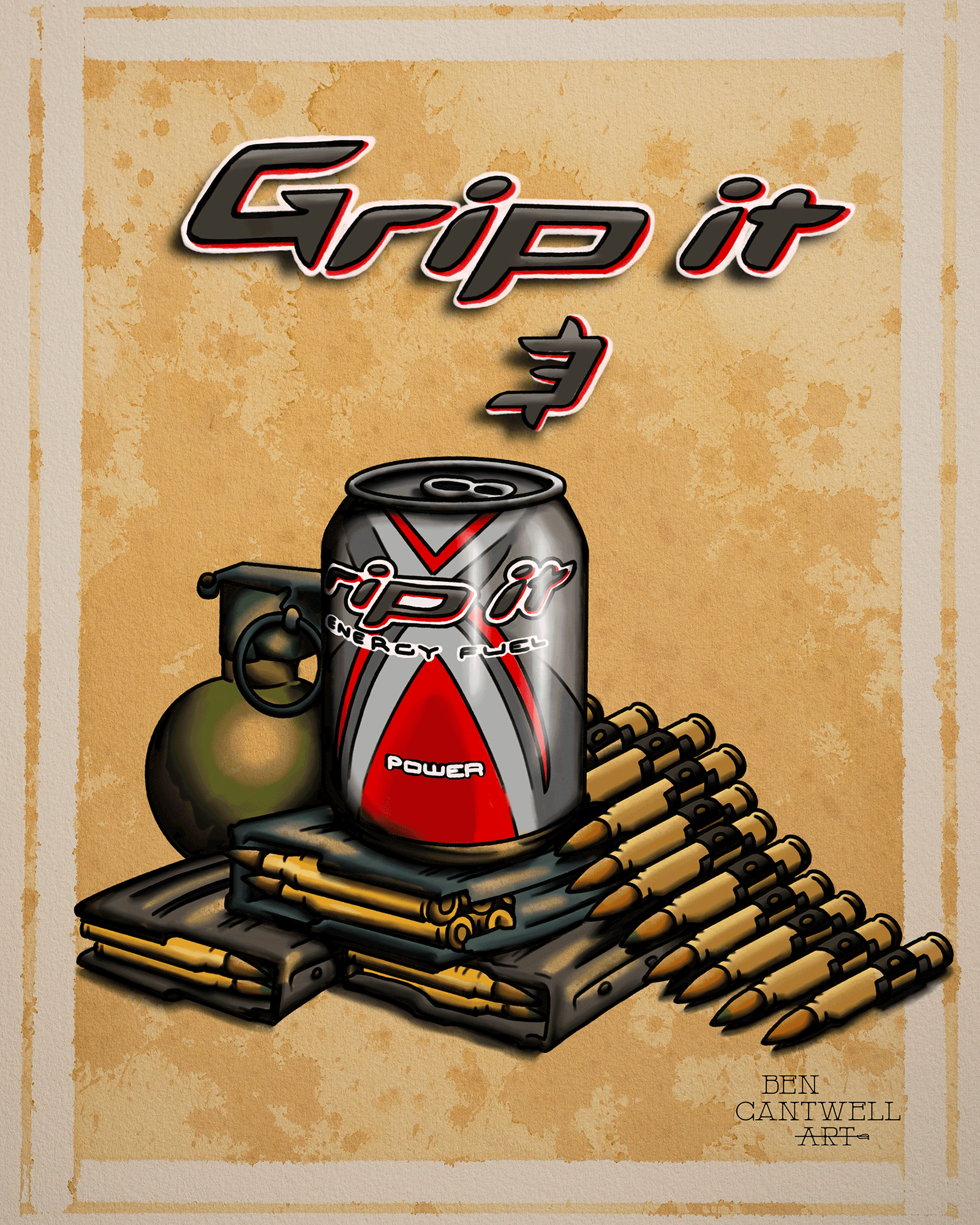 Print artwork titled Grip It n Rip It Reborn by Ben Cantwell Art featuring vibrant, abstract design with bold colors and dynamic shapes.