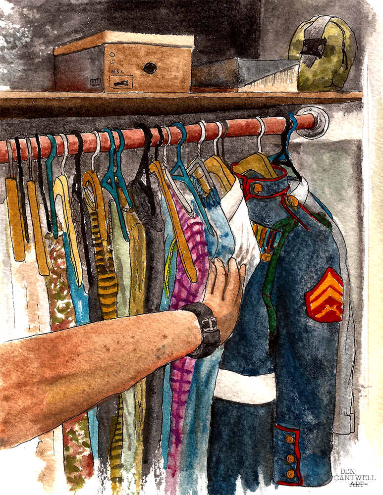 Print by Ben Cantwell Art titled "Back Of The Closet" featuring a detailed, artistic depiction of a closet interior.