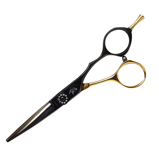 Gold Series shaping scissors by Badass Beard Care, professional barber shears with ergonomic design for precise grooming.