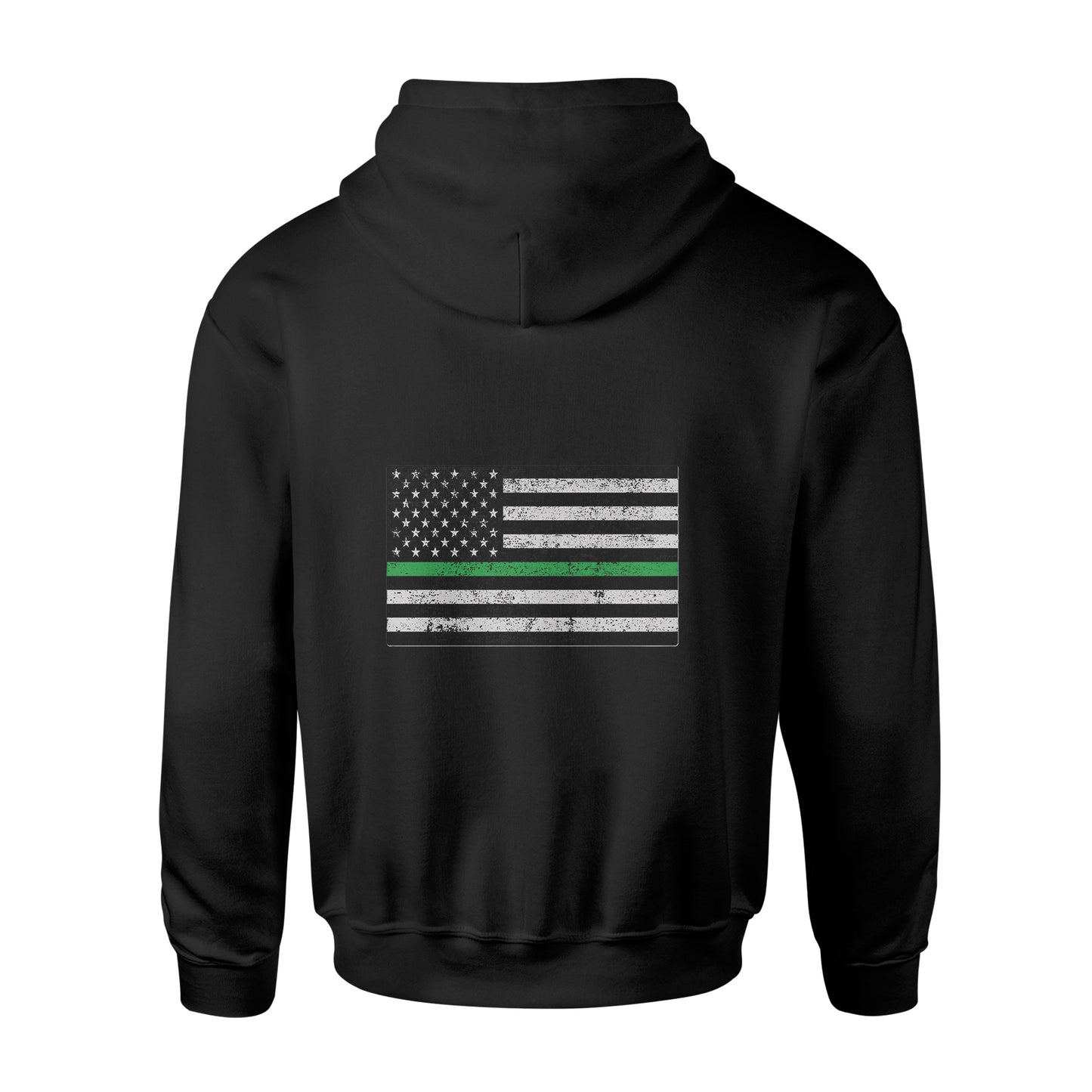 Back view of American Print On Demand Biblend Unisex Hoodie, featuring a classic hoodie design in a dark color.