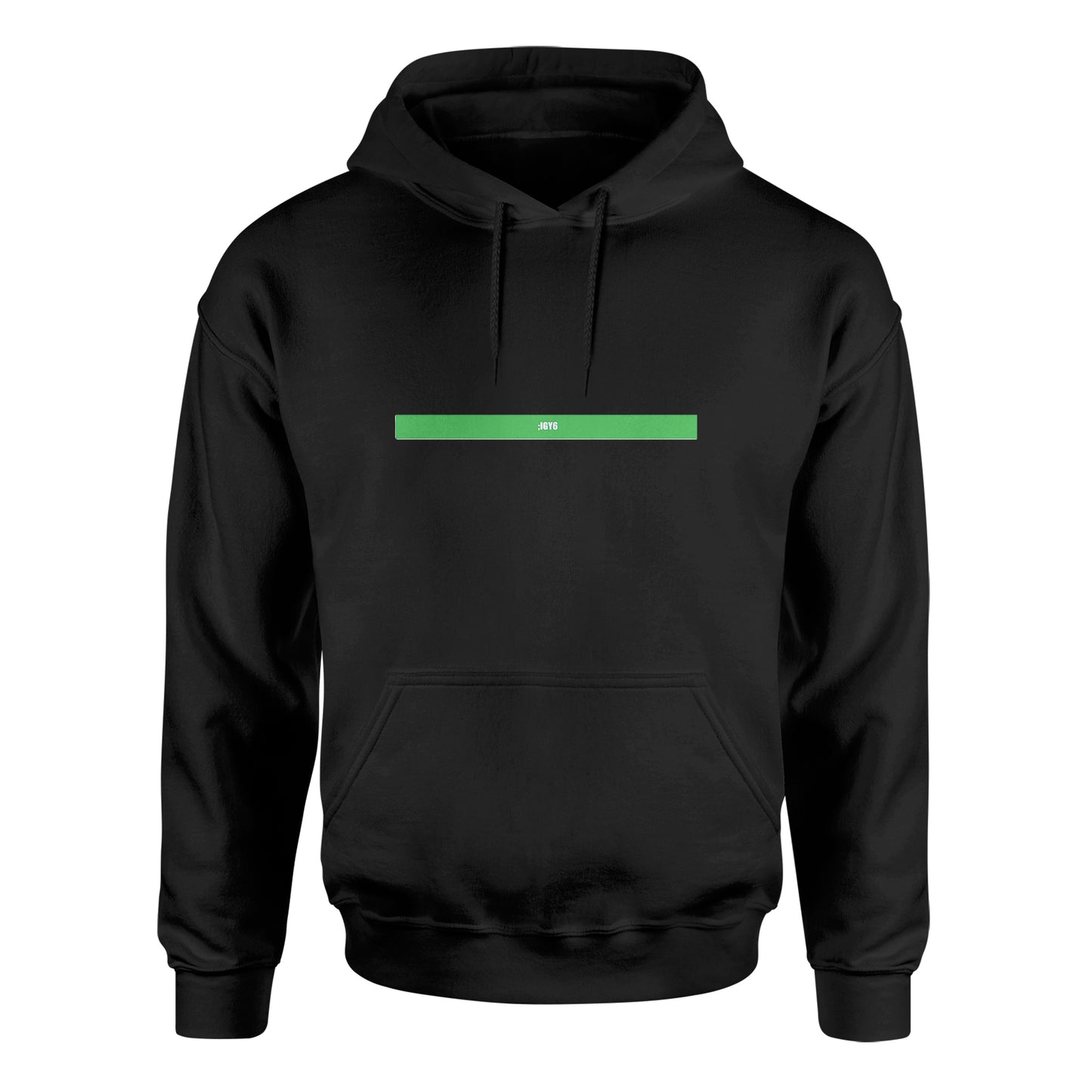 Unisex Biblend Hoodie by American Print On Demand, front view showcasing black fabric and minimalist design.