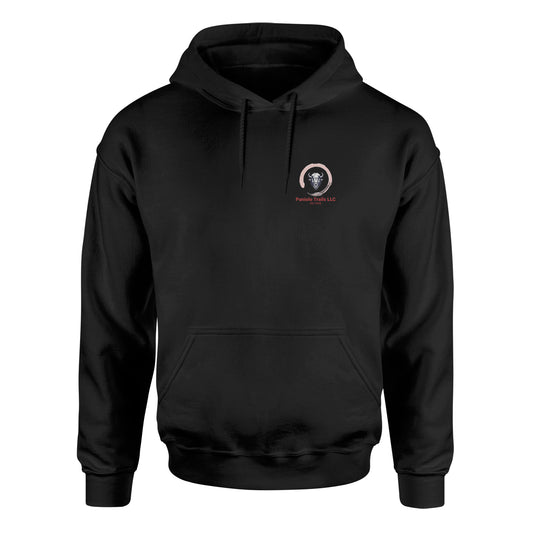 Unisex Biblend Hoodie with mini logo front design in black, featuring a casual fit and soft fabric from American Print On Demand.