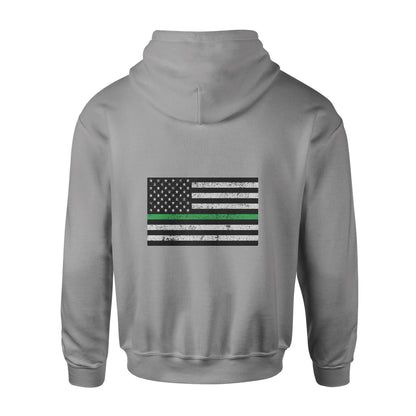 Unisex Biblend Hoodie by American Print On Demand, front view showing soft fabric and casual fit in dark gray color.
