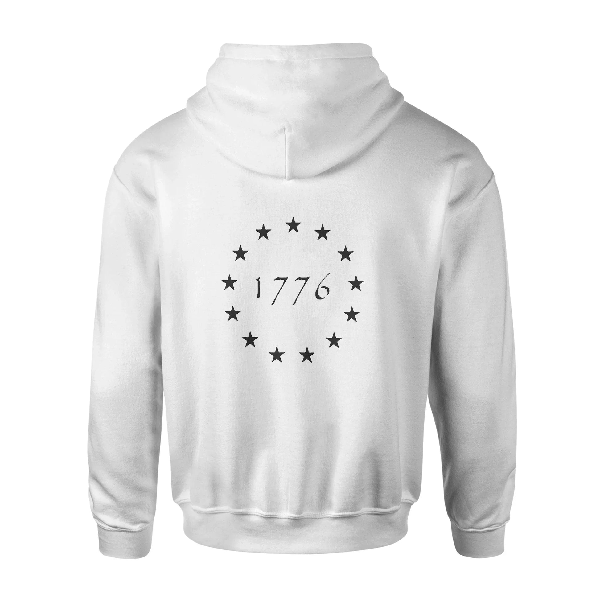 Unisex 1776 Biblend Hoodie by American Print On Demand, back view showing the hoodie’s design and comfortable fit.