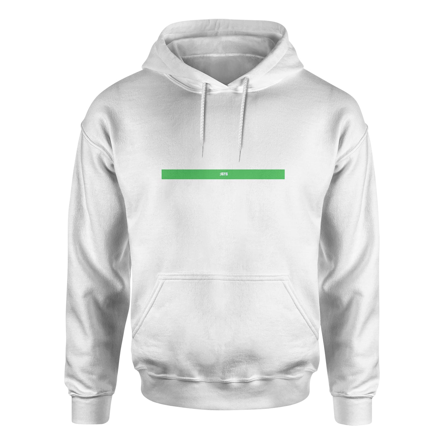 Unisex Biblend Hoodie by American Print On Demand, front view showing soft fabric and stylish design in white with black accents.