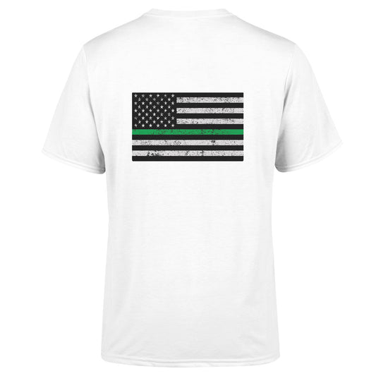 Unisex USA-made jersey by American Print On Demand, front view showing white fabric with subtle branding details.