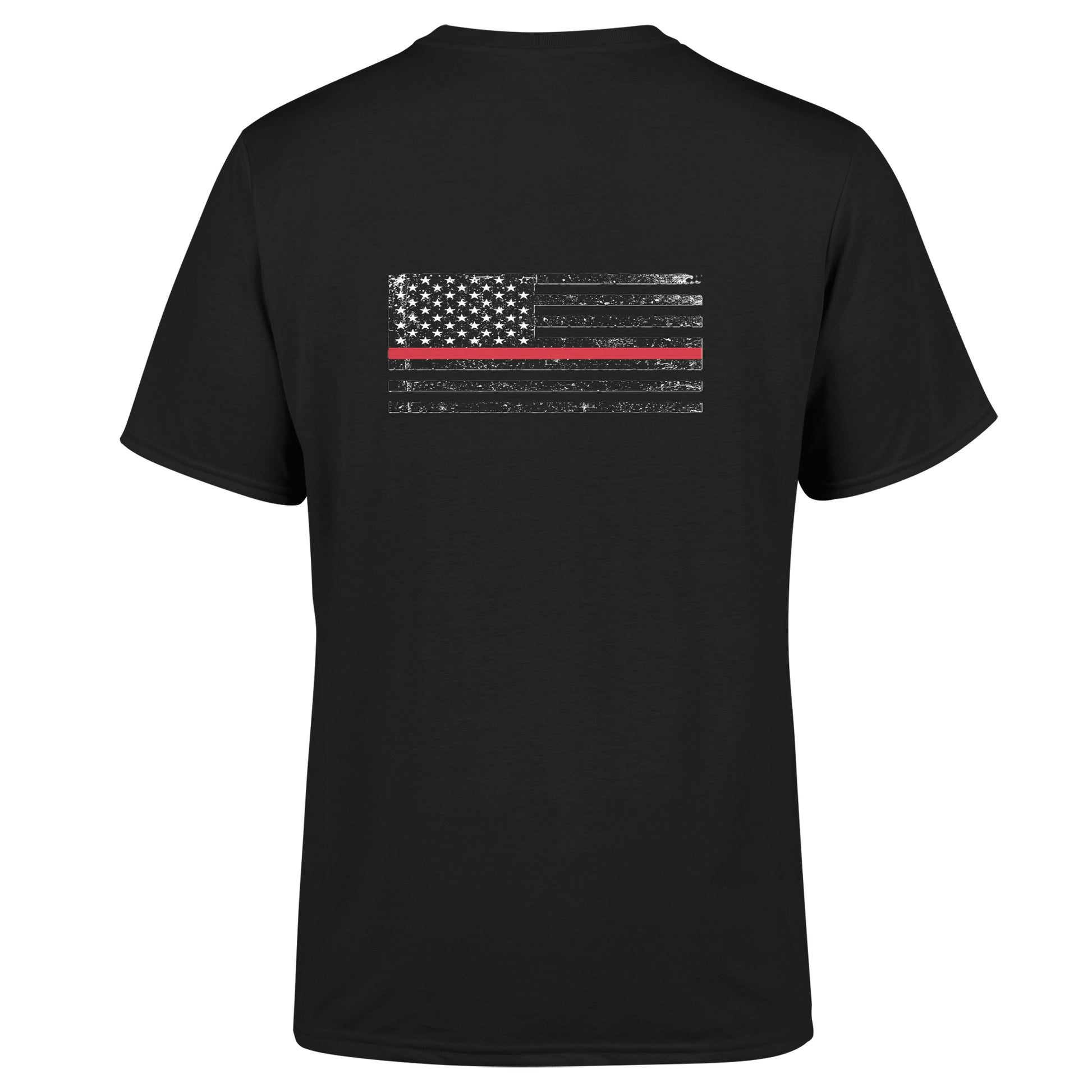 Back view of American Print On Demand unisex Triblend Tee in sustainable fabric, showcasing the relaxed fit and smooth fabric texture.