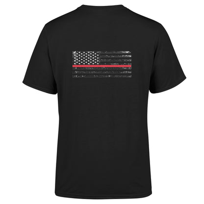 Back view of American Print On Demand unisex Triblend Tee in sustainable fabric, showcasing the relaxed fit and smooth fabric texture.