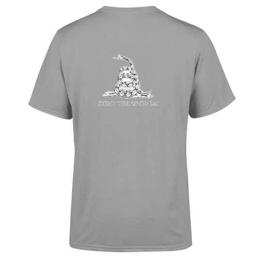 Back view of American Print On Demand DTOM 1 unisex triblend sustainable T-shirt with graphic design, soft fabric, and relaxed fit.