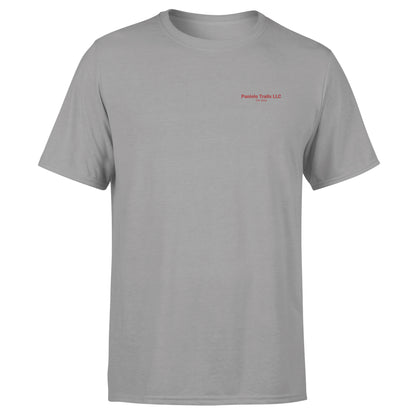 Unisex triblend sustainable T-shirt with Paniolo Trails logo and words, featuring a casual fit and eco-friendly fabric.