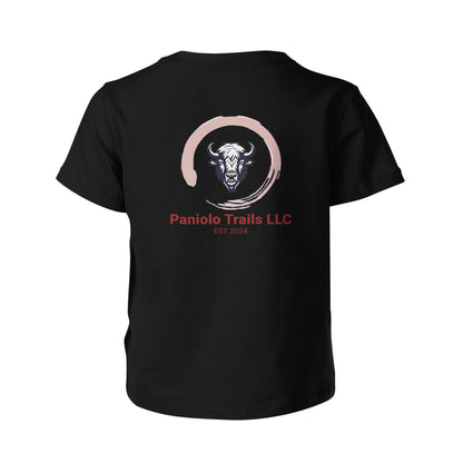 Back view of American Print On Demand youth cotton logo t-shirt featuring a bold logo design on the back.