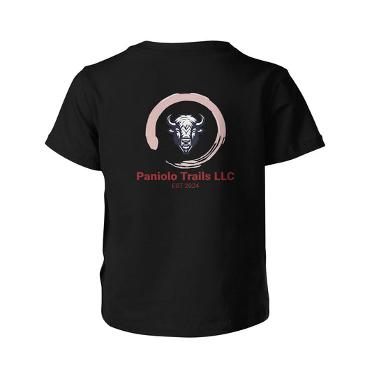 Back view of American Print On Demand youth cotton logo t-shirt featuring a bold logo design on the back.