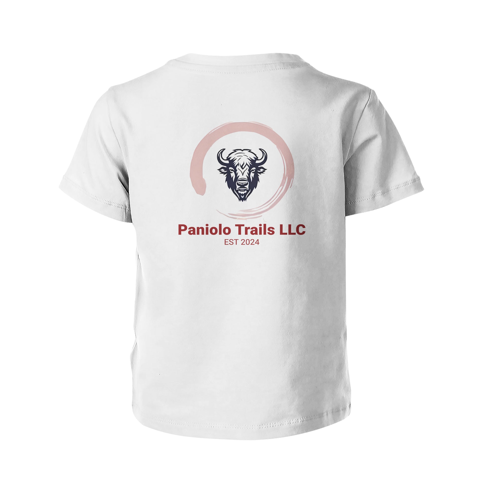 Back view of American Print On Demand youth cotton logo t-shirt, white fabric with a front logo design.