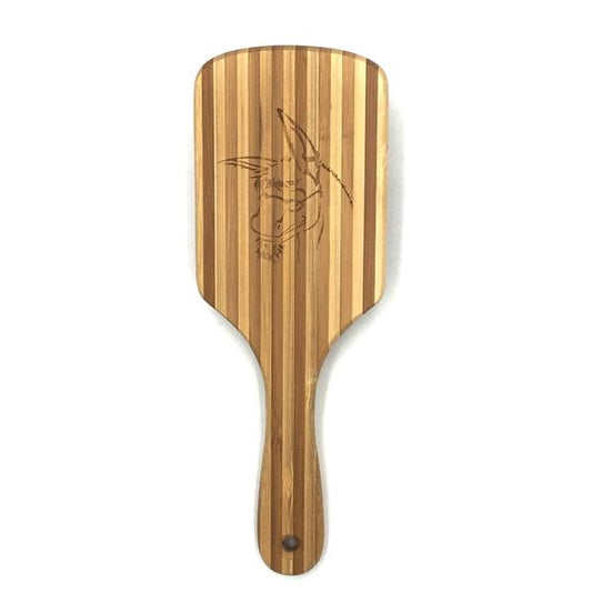 Badass Beard Care wood bristle beard brush with natural wooden handle and bristles for grooming and styling facial hair.